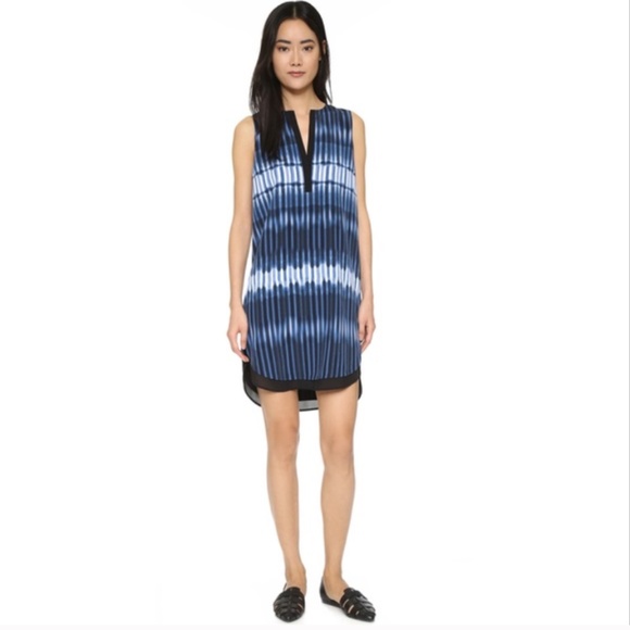 Vince Dresses & Skirts - Vince Blue Tie Dye/Stripe Printed Dress Size 12